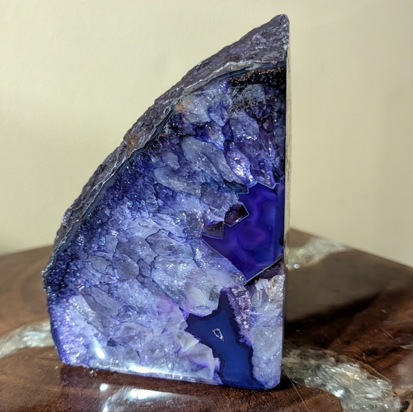 Brazilian Agate Geode Sections Set of 5 Purple Dyed - Picture 14 of 16